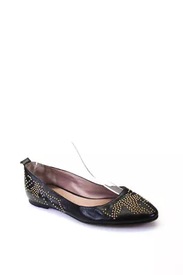 Chloe Women's Leather Pointed Toe Studded Flats Black Size 8.5 • $109.79