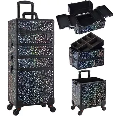 Rolling Makeup Train Case Large Storage Cosmetic Trolley 4 In 1 Large Capacit... • $179.24