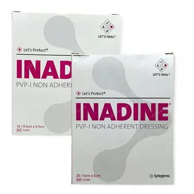 INADINE Iodine Non Adherent Dressings ALL SIZES Antimicrobial Wound Treatment • £4.35