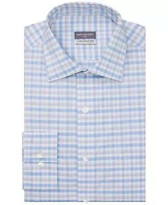 Van Heusen Mens Regular Fit Button Down Dress Shirt Blue Rose 15-15.5 / 32-33 • $18.50