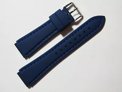 22mm Hadley-Roma MS898 Blue Silicone Rubber Waterproof Dive Watch Band Strap • $18.66