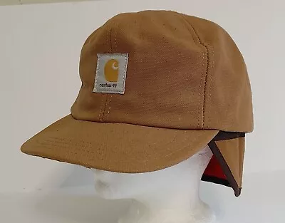 Vintage Carhartt Duck Canvas Hat Cap Thinsulate Lined Ear Flaps Sz L Insulated • $27