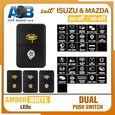 DUAL Push Switch Amber White ON-OFF For Isuzu D-Max MU-X Mazda BT-50 • $42