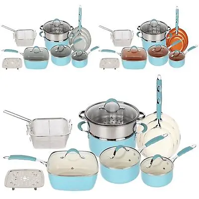 Induction 14 Pcs Kitchen Cookware Set Non Stick Frying Pan Steamer Pot Saucepan • £49.99