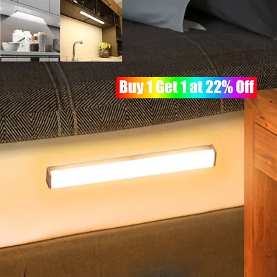 Wireless LED PIR Motion Sensor Light USB Rechargeable Strip Cabinet Closet Lamp • £6.68