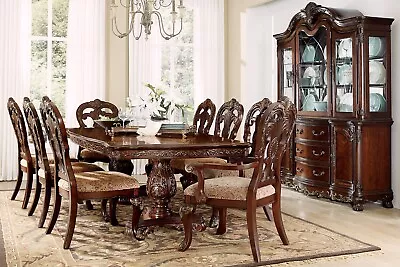 NEW Formal Dining 87 -115  Extendable Table & Chair Cherry Brown Traditional Set • $3849.99