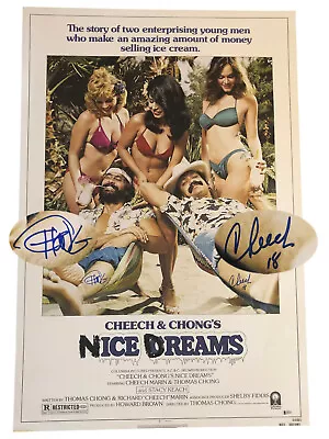 Cheech And Chong Signed Auto Nice Dreams Full Size Movie Poster Beckett Bas 4 • £337.34