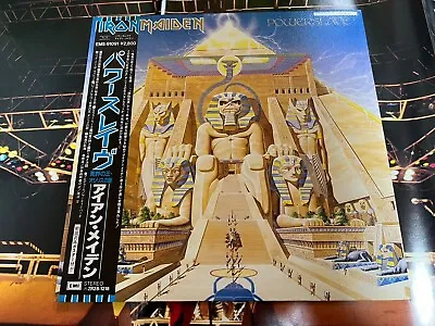 IRON MAIDEN POWERSLAVE EMI EMS-91091 Japan OBI VINYL LP W/Poster B • $215