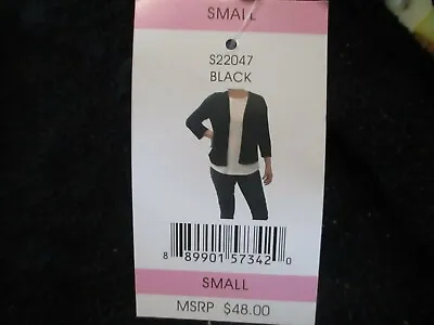 $10.99 • Buy Alexandra + Oak Black Open Front 3/4 Sleeve Cardigan Sweater MSRP $48.00