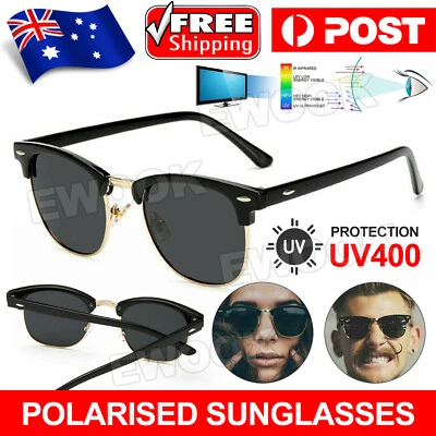$7.45 • Buy Polarised Sunglasses - Vintage / Retro Half Rimmed Frames - Polarized Lens New