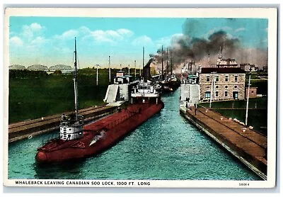 C1920 Steamer Ship Whaleback Leaving Canadian Soo Lock Vintage Antique Postcard • $14.98