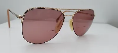 Vintage Zeiss 5684 Gold Pilot Half-Rim Metal Sunglasses Germany FRAMES ONLY • $37.40
