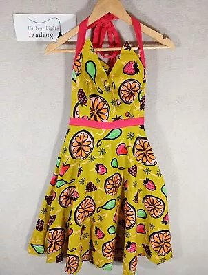 Lindy Bop Dress Womens  Mytrle Green Fruit Roackabilly 50's/60's Swing Size 8-6 • £22.49