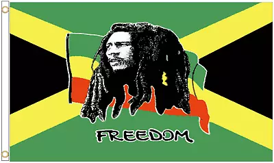 Bob Marley Jamaica Freedom Polyester Flag - Choice Of Sizes • £5.50