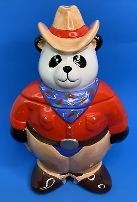 Neiman Marcus Panda Bear Cowboy Cookie Jar Western Hand Painted • $29.99