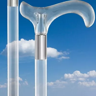 Clear Lucite Derby Handle Walking Cane With Lucite Shaft And Custom Collar • $42