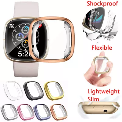 Case For Fitbit Versa 3 Fitbit Sense Screen Protector TPU Soft Cover Ultra Thin • $7.69