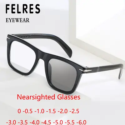 Retro Square Photochromic Myopia Nearsighted Glasses For Men Women Sunglasses  • $6.97