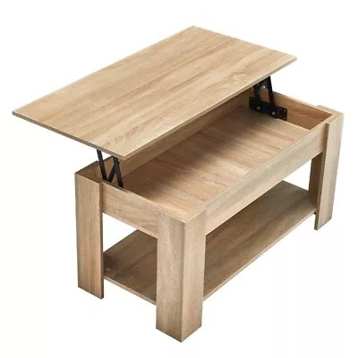 Lift Up Top Coffee Table Modern  Desk Hidden Storage Bottom Shelf 100*50*55cm • £56.99