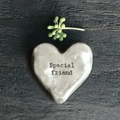 Special Friend Heart Token - Grey Keepsake Pebble Gift - East Of India • £5.95