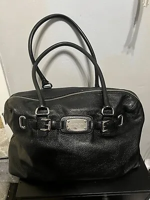 Michael Kors Hamilton Black Leather Silver Hardware Large Tote Bag!! • $49.99