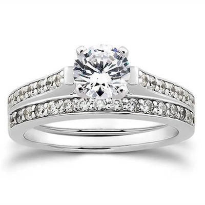 £435.44 • Buy 1/2ct Diamond Engagement Matching Wedding 14K White Gold Ring Set