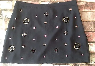 £4.65 • Buy BNWOT Ladies Short Chiffon Skirt - Size 10 - G21 - Black With Crystals And Beads