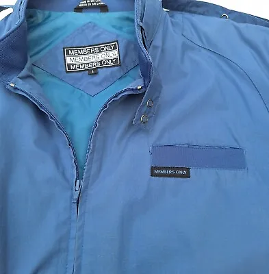 Members Only Jacket Grandpa Core Mens Large Blue  Coat Full Zip Logo 80s Retro  • $21.99
