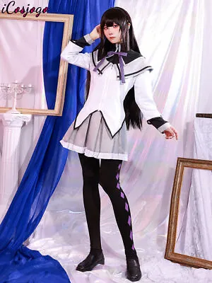 Anime Game Puella Magi Madoka Magica Akemi Homura Cosplay Costume Coser Dress • $6.04