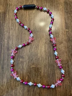 MARDI GRAS NEW ORLEANS Krewe Of Bacchus Light Up Pink Wine Glass Bead Necklace • $10