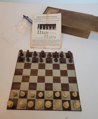 Vintage DRUEKE Little Jewel Magnetic Chess Set Travel Game In Wooden Storage Box • $24.99