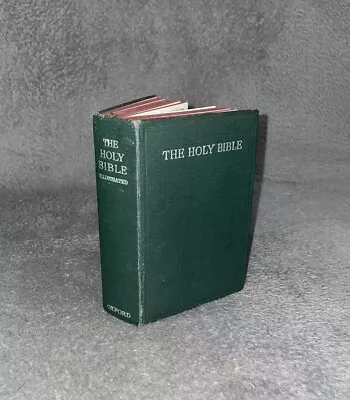 The Holy Bible Illustrated Oxford Press 1940s Green Hardback Vintage Edition • £19.99