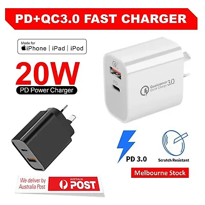 $3.99 • Buy 20W DUAL USB-C Type C PD Fast Wall Charger Adaptor QC3.0 For Android IPhone IPad
