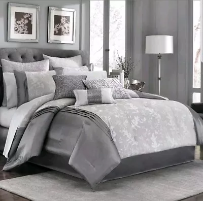 Manor Hill Haven Cloud  Euro Sham Quilted Silver :/Gray NEW • $18