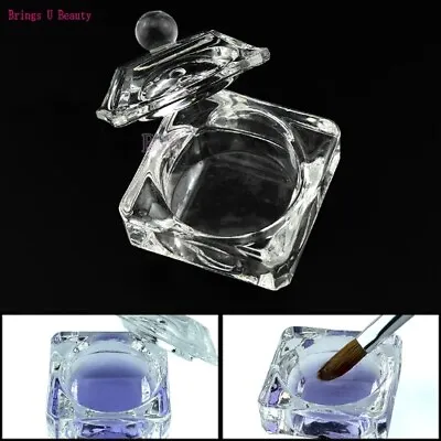 Clear Acrylic Liquid Powder Dish Glass Cup Cap Lid Bowl For Acrylic Nail Kit • $18.44