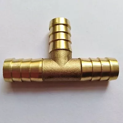 1/2  HOSE BARB TEE Brass Pipe 3 WAY T Fitting Thread Gas Fuel Water Air M665 • $7.80