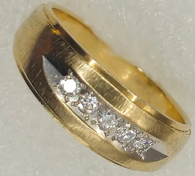  Men's14k Y/Gold Diamond Band W/ 5~ Diamond's Aprox 30pts Tcw 6.5 Grams Size 10 • $359.96