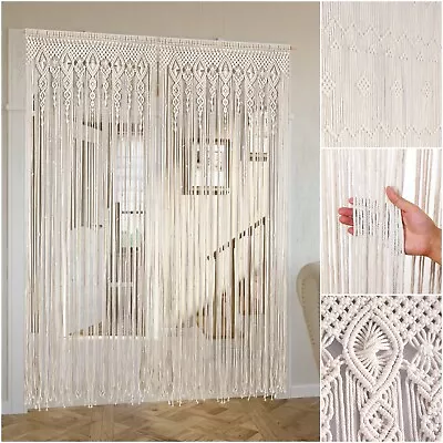 Multi-Pattern Macrame Curtains Pure Cotton Woven Wall Hanging Tapestry Divider • $38.99