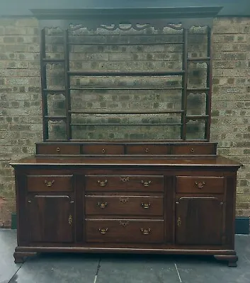 Stunning George III Antique Oak Plate Back Dresser Sideboard Cabinet. • £795