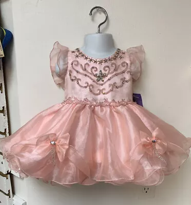 18 Month Little Rosie Peachy Pink Rhinestoned Pageant Dress & Accessories NWT • $179.99