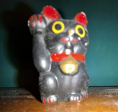 Maneki Beckoning Lucky Japanese Black Cat Figurine • $24.99