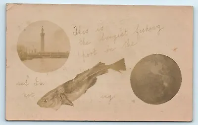 £10 • Buy Postcard Grimsby Dock Tower Humour Card Fish Rebus H Shaw 1907 Local Studio