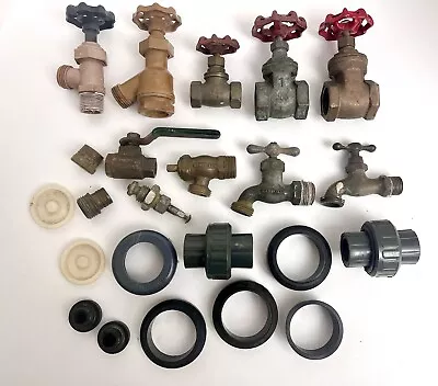 Lot Vintage Metal Plastic Water Hose Spigots Valve Cast Metal Handles Steampunk • $15