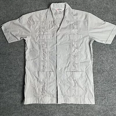 Vintage Romani Collection Men's Small Slim Fit Cuban Style Gray Button Up Shirt • $16.99