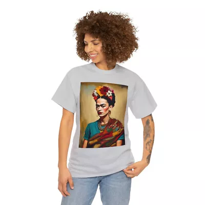 Vibrant Frida Kahlo Inspired Digital Art Tee: Wear A Masterpiece! • $11.42