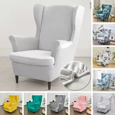 Wing Chair Covers Slipcover Spandex Elastic Wingback Sofa Cushion Cover Washable • $28.99