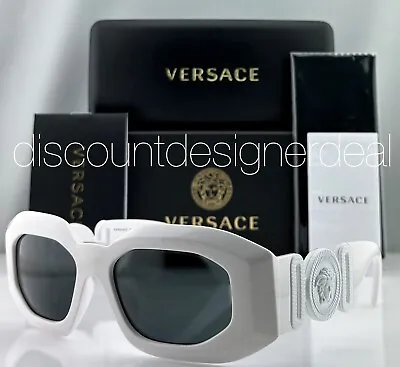 Versace Geometric Medusa Sunglasses VE4425U 5438/87 White Frame Dark Gray Lens • $139.99