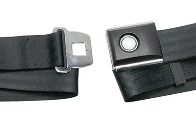 New! Black Seat Belt Deluxe Mustang Falcon Cougar Push Button Price Is Each • $34.65
