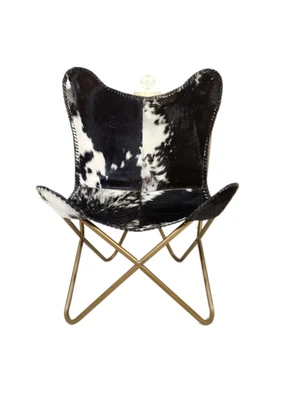 Relaxing Chair-Black/White Lounge Chair-Genuine Goat Hair Leather Chair PL2-153 • $266.31