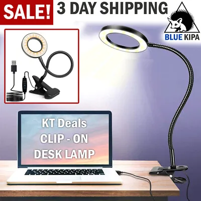 $13.89 • Buy Clip On Desk Lamp LED Flexible Arm USB Dimmable Study Reading Table Night Light